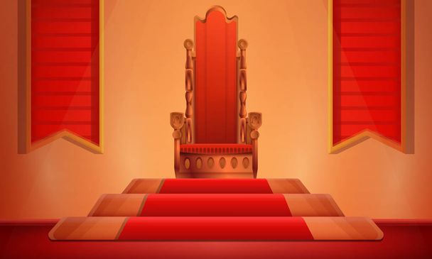 cartoon hall with a throne on a pedestal, vector illustration - Vector, Image