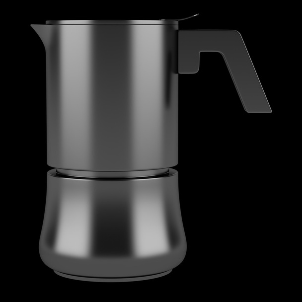 modern black coffee jug isolated on black background - Photo, Image
