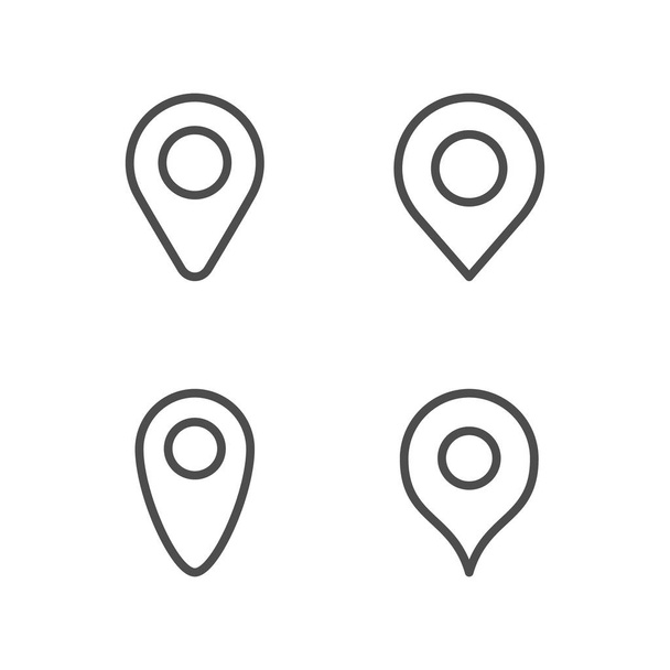 Definir ícones de linha de pino de localização
 - Vetor, Imagem