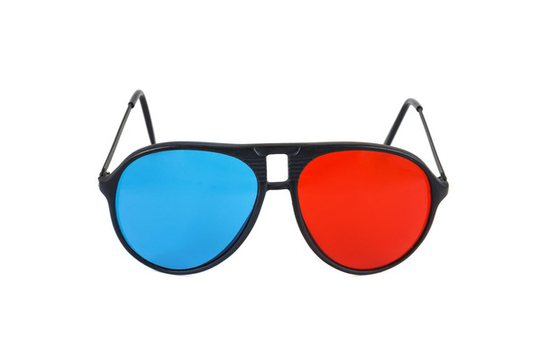 czerwony i niebieski okulary 3d na białym tle - Zdjęcie, obraz
