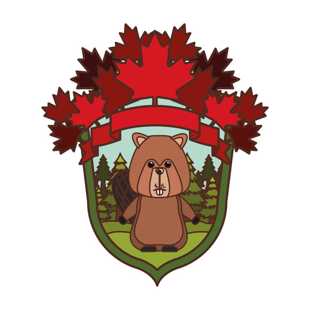 Бобровое лесное животное канадского дизайна
 - Вектор,изображение