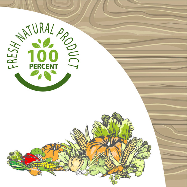 Čerstvé přírodní produkty 100 procentní plakát s jídlem - Vektor, obrázek