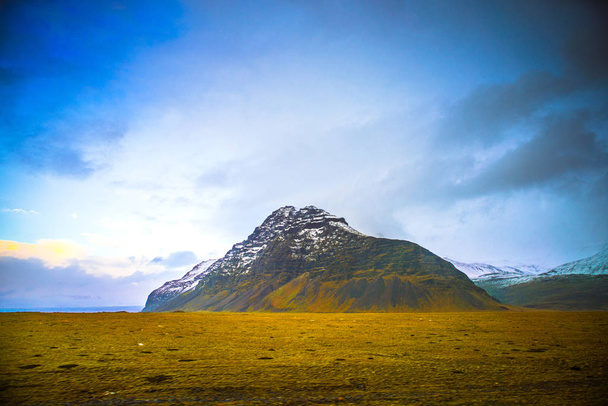 Side view of Route 1, or Ring Road (Hringvegur), with nature landscape background, Iceland - Foto, afbeelding