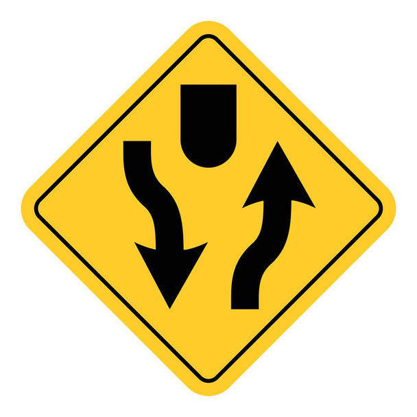 Start of double lane traffic sign - Vector, Image