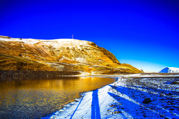 Side view of Route 1, or Ring Road (Hringvegur), with nature landscape background, Iceland - 写真・画像
