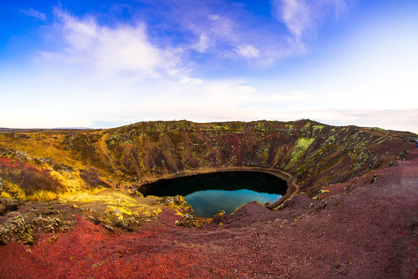 Kerith or Kerid, a volcanic crater lake located in the Grimsnes area in south Iceland, along the Golden Circle - Valokuva, kuva