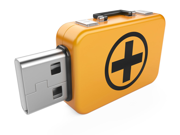 usb flash drive and first aid sign - Zdjęcie, obraz