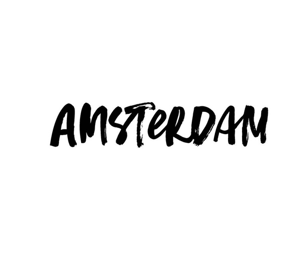 Amsterdam handwritten ink pen vector lettering - Vector, imagen