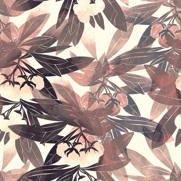 відбитки бруньок і листя безшовний візерунок, цифрова акварельна текстура
 - Фото, зображення