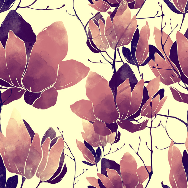 nahtloses Muster mit Abdrücken Frühling abstrakte Blumen, digitale Aquarell-Textur - Foto, Bild