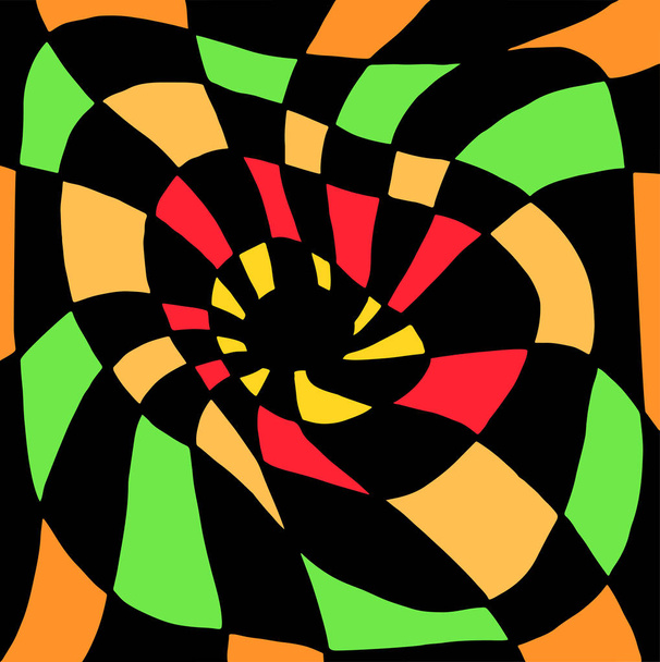 Psychedelische twisted abstracte sieraad, verdeeld in zwart en of - Vector, afbeelding