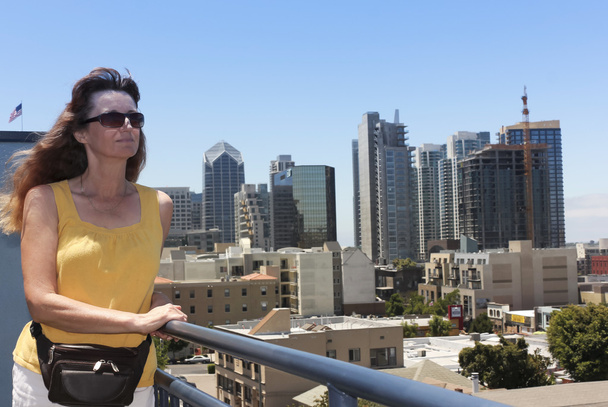 A Woman Overlooking Little Italy, San Diego - Φωτογραφία, εικόνα