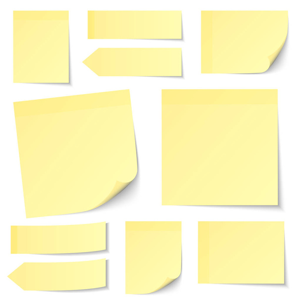 Колекція різних світло-жовтих нотаток наклейок
 - Вектор, зображення