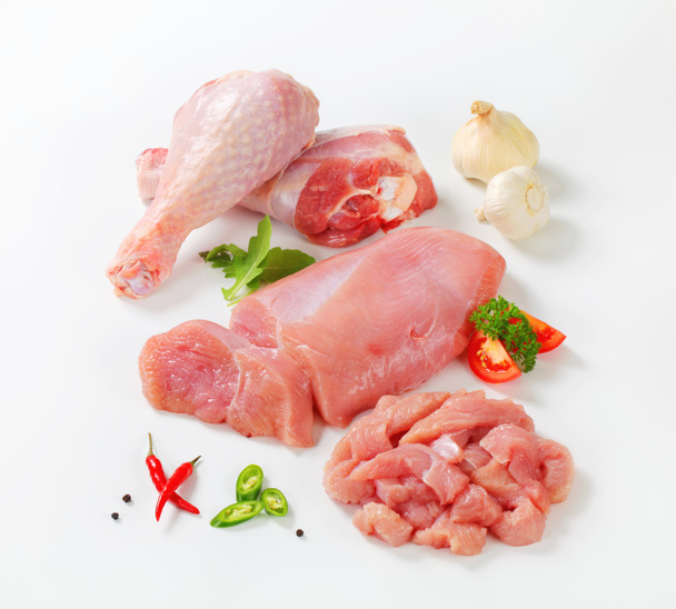 Raw turkey meats and cuts - Photo, Image
