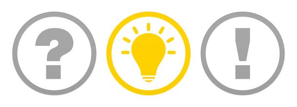 Set di tre pulsanti Domanda Idea e risposta grigio e giallo Outline
 - Vettoriali, immagini