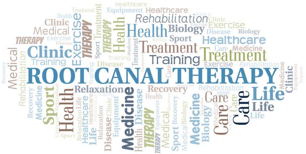 Root Canal Therapy word cloud. Wordcloud made with text only. - Vector, Image