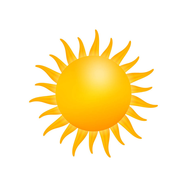 Realistic sun icon for weather design on white background. Vector stock illustration. - Vector, Image