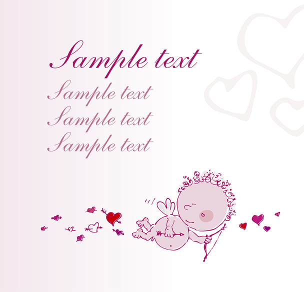 Greeting card with cupid - Vector, Imagen