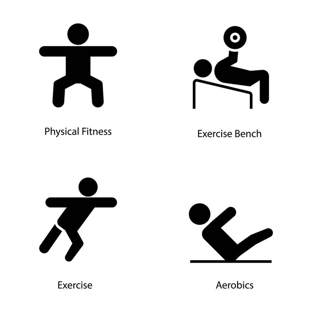 Cvičení a dietní plán Glyph ikony - Vektor, obrázek