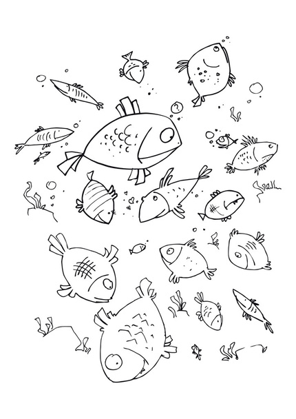 cartoon fishes - ベクター画像