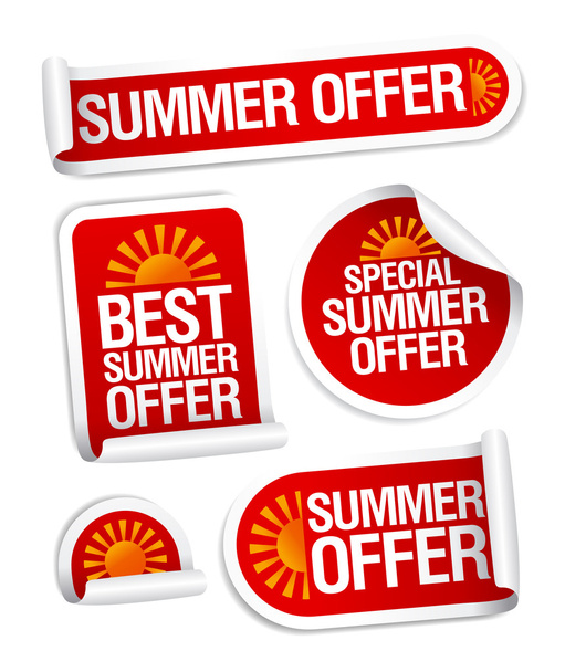 Summer offers stickers. - Вектор,изображение