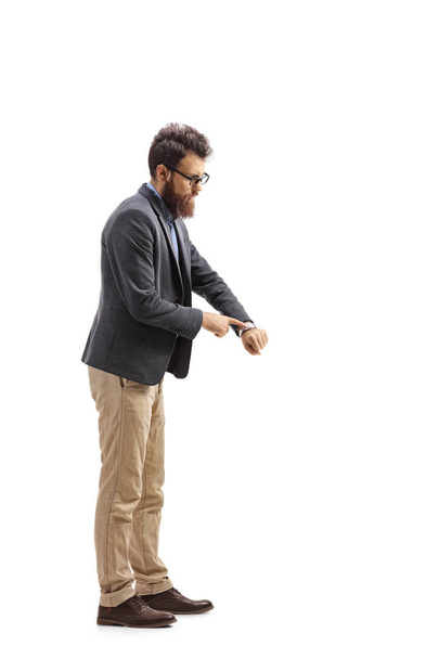 Man pointing at his watch - Φωτογραφία, εικόνα