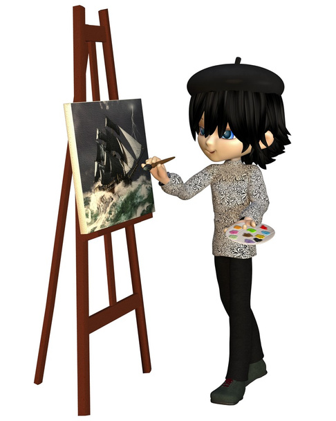 χαριτωμένο toon καλλιτέχνης αγόρι - Φωτογραφία, εικόνα