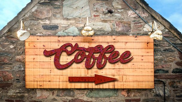 Вуличний знак до кави
 - Фото, зображення