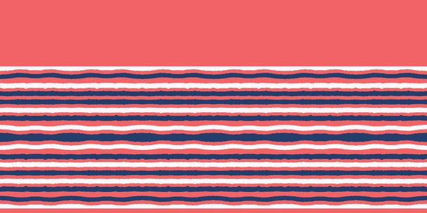 Kırmızı mavi okyanus regatta şeritler dikişsiz vektör sınır deseni. El çizilmiş sahil afiş kenar. Aqua deniz tekstili, deniz ev dekorasyonu. Yaz yat moda döşeme. Şık kırmızı mavi plaj washi - Vektör, Görsel
