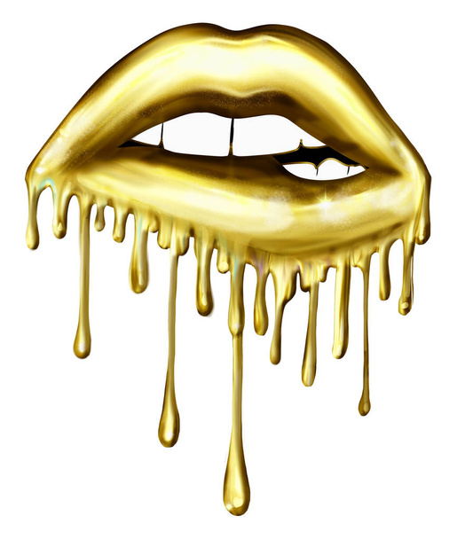 Illustration of Biting Dripping Lips - Graphic illustration - Photo, Image