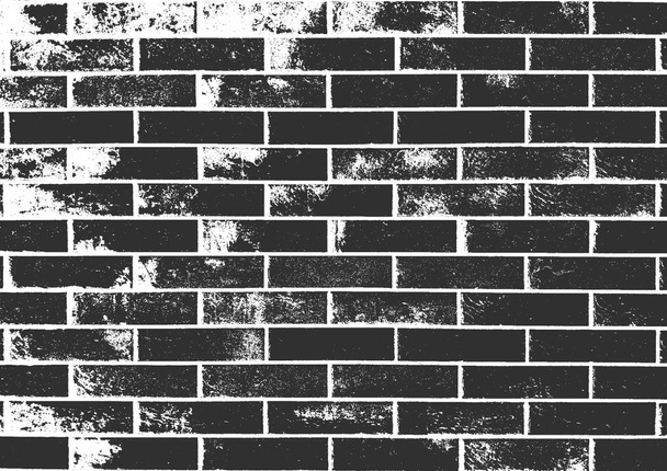 Distress old brick wall texture. Black and white grunge backgrou - Vector, Image