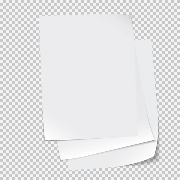 weißer Zettel, Notizbuch mit gewellter Ecke für Text oder Werbebotschaft auf grauem, kariertem Hintergrund - Vektor, Bild
