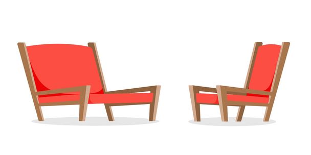 Stoelen ligstoelen voor rust in een cartoon platte stijl. Vector isolaten op een witte achtergrond. - Vector, afbeelding