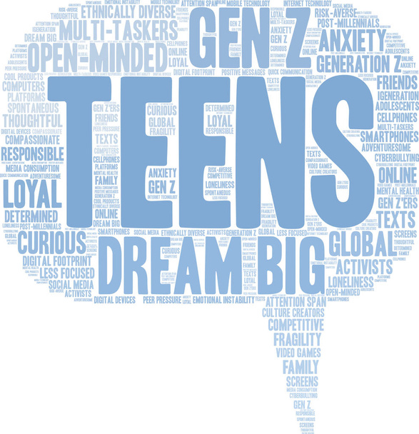十代の若者たちの単語の雲 - ベクター画像