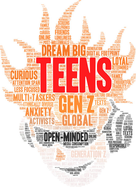 Σύννεφο λέξεων έφηβοι - Διάνυσμα, εικόνα