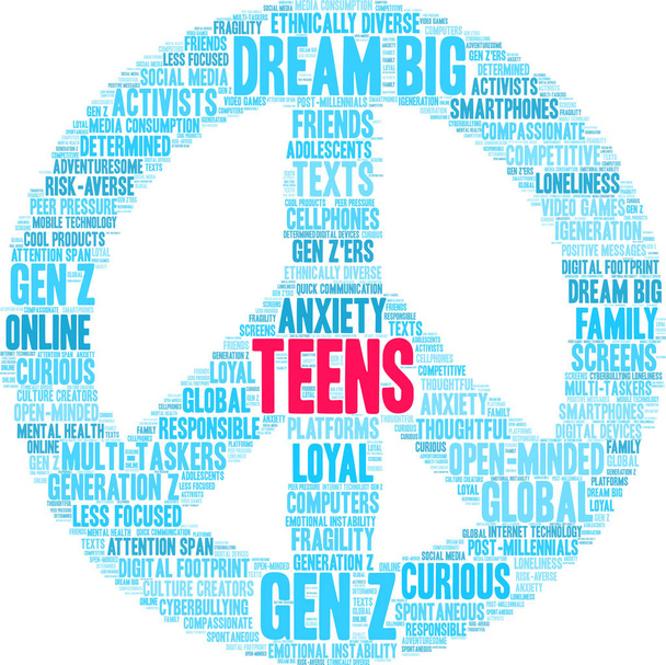 Tieners word cloud - Vector, afbeelding