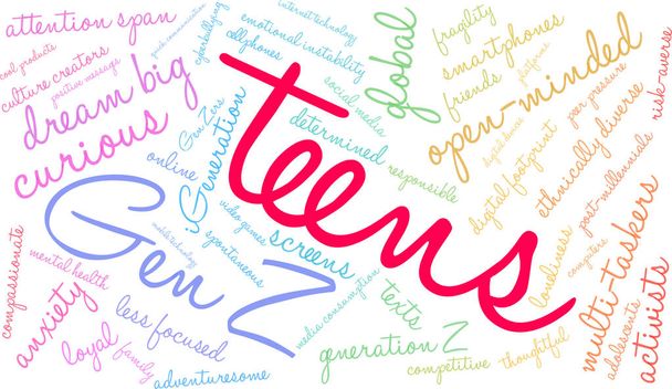 Nube de palabras de adolescentes
 - Vector, Imagen