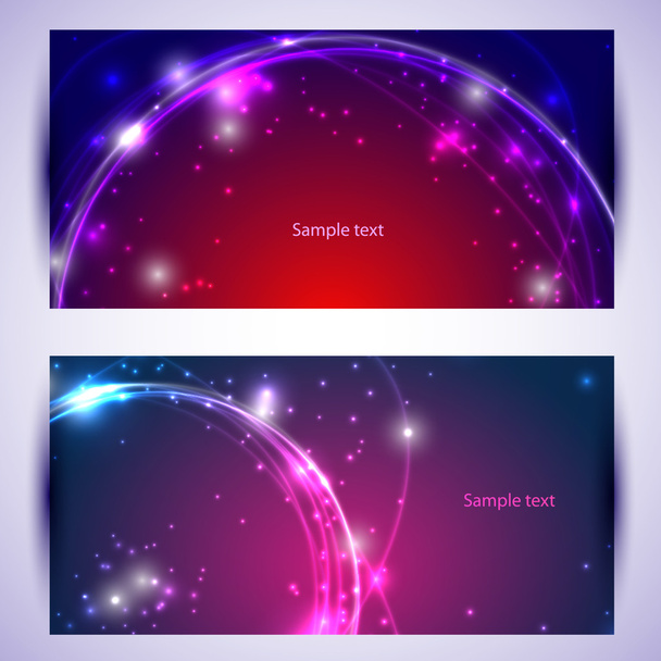 Set of two banners, abstract headers with golden sparkles - Vector, Image