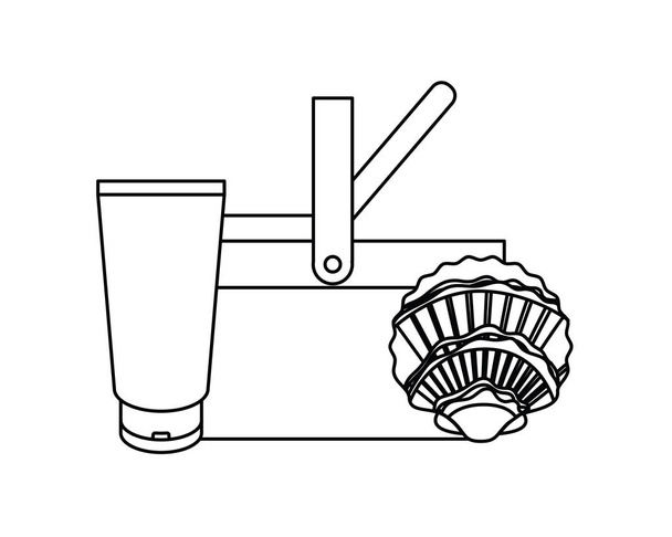 silueta de cesta de picnic de paja sobre fondo blanco
 - Vector, Imagen