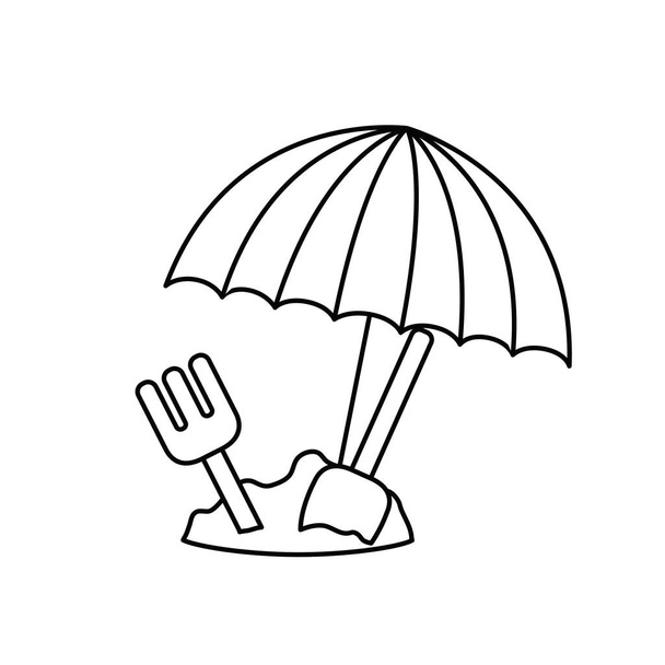 yaz çizgili için plaj şemsiyesi silueti - Vektör, Görsel