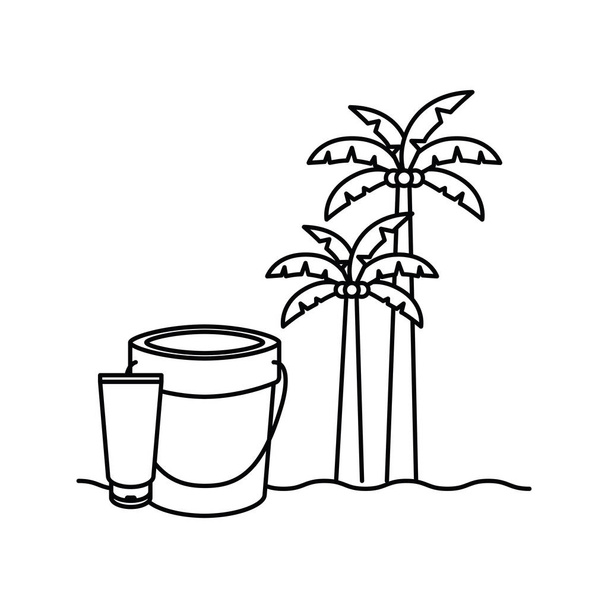 silueta palmového stromu s kokosu v bílém pozadí - Vektor, obrázek