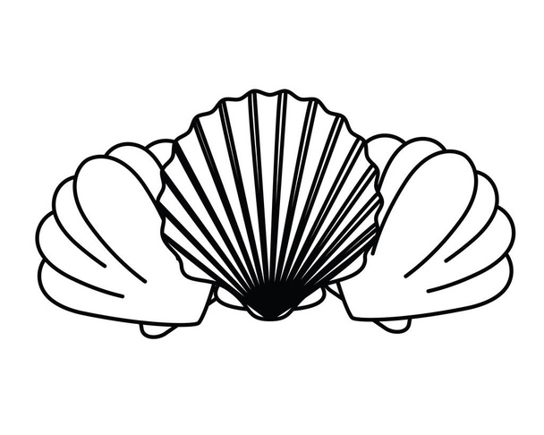 silhouette of cute seashell on the sea in white background - Vector, Image