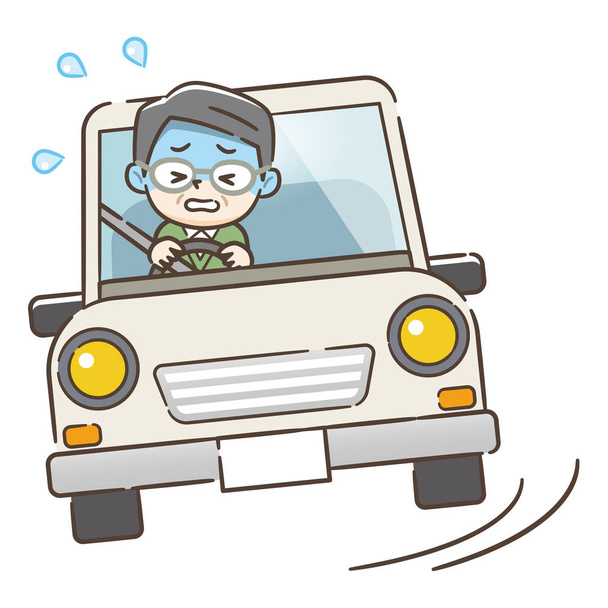 Ilustración de un conductor de edad avanzada conduciendo peligrosamente
. - Vector, Imagen