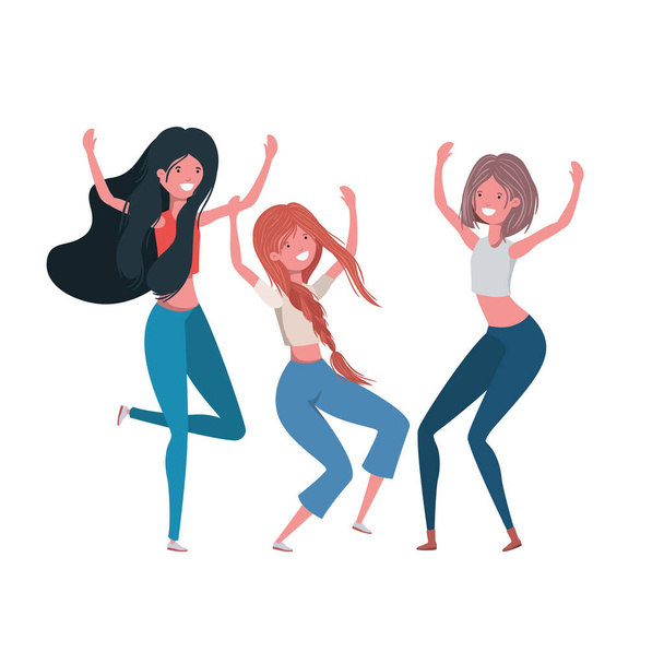 dancing women in white background - Vector, Image