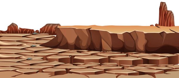 干ばつは、砂漠の風景をクラック - ベクター画像