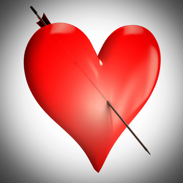 Červené srdce ukazuje romantické svatební pár - Fotografie, Obrázek