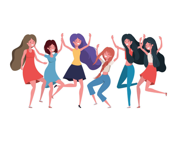 dancing women in white background - Vector, Image