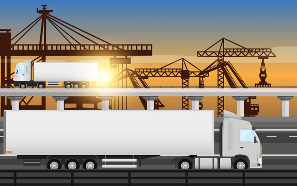  грузовые перевозки в порту
 - Вектор,изображение