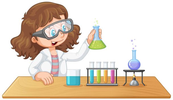 A laboratory girl experiment - Vector, Image