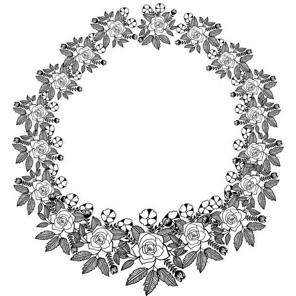 Vector illustration drawing flower frame for symbol of art modern - Vector, Image